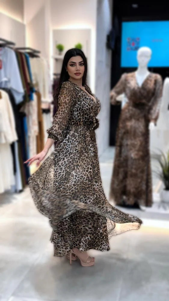 Carmen | Leopard Print V-Neck Dress