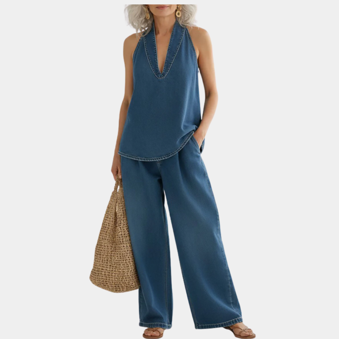 Fiadh | Vintage Washed Soft Denim-Look Two-Piece Set