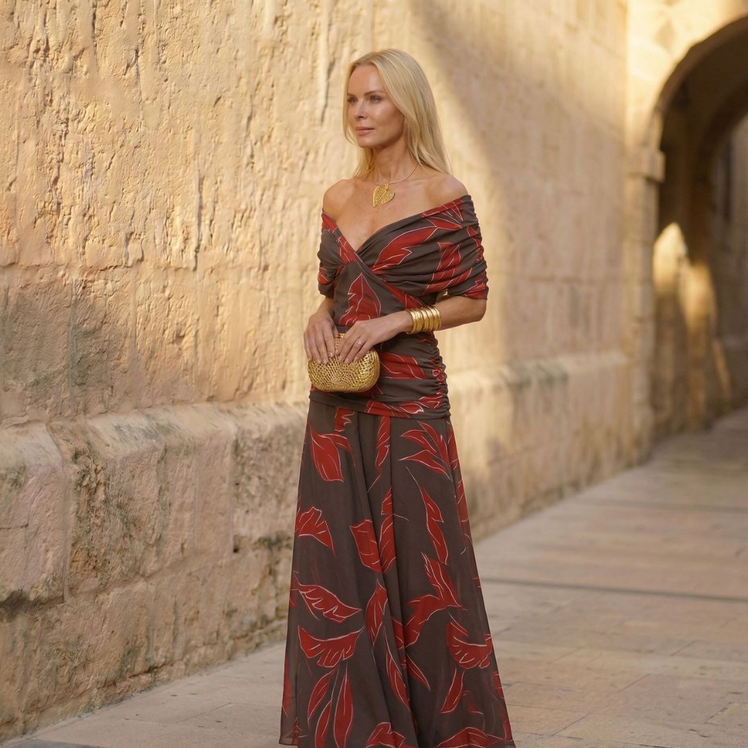 Dearbhla | Red Leaf-Print Dress