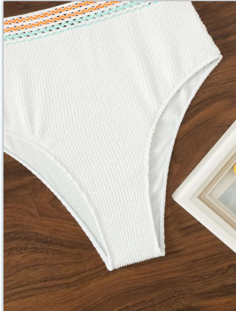 Elegant bikini with a V-neck top and high-waisted shaping bottoms