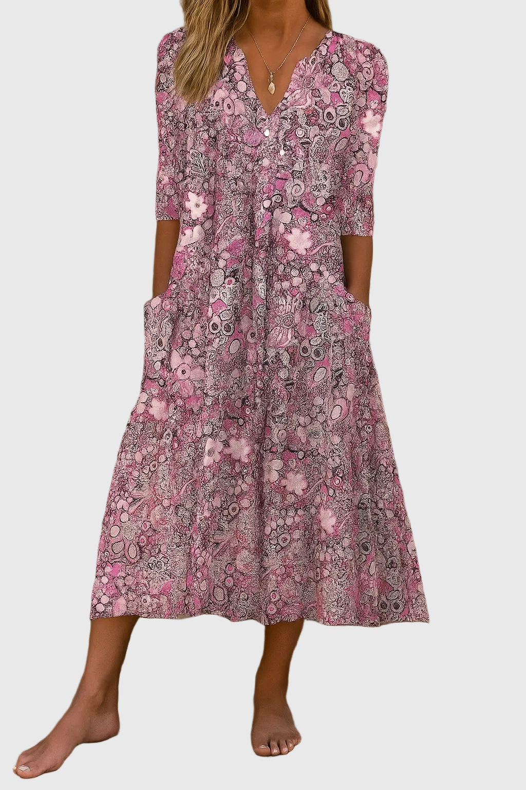 Éala | Graceful V-Neck Midi Dress