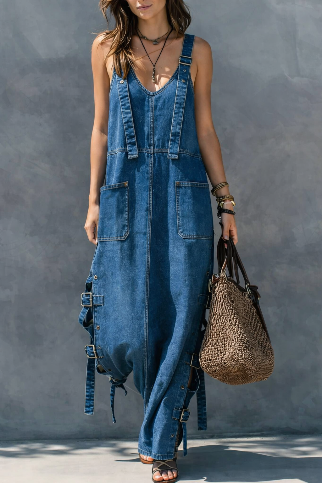 Muireann | Elastic Waist Denim Jumpsuit
