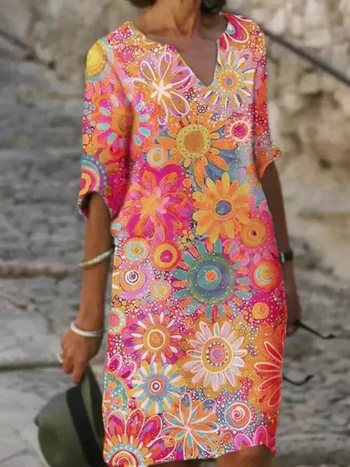 Nuala | Vibrant Floral Midi Dress