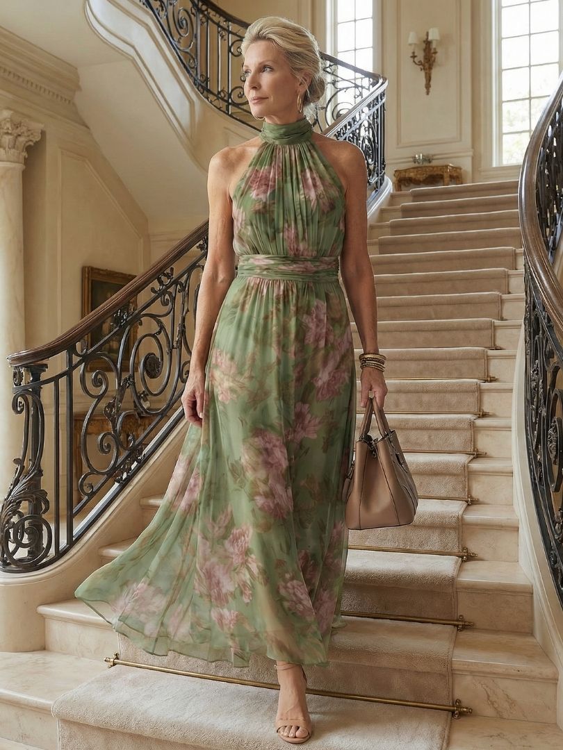 Aignéis | Gathered Halter Midi Dress