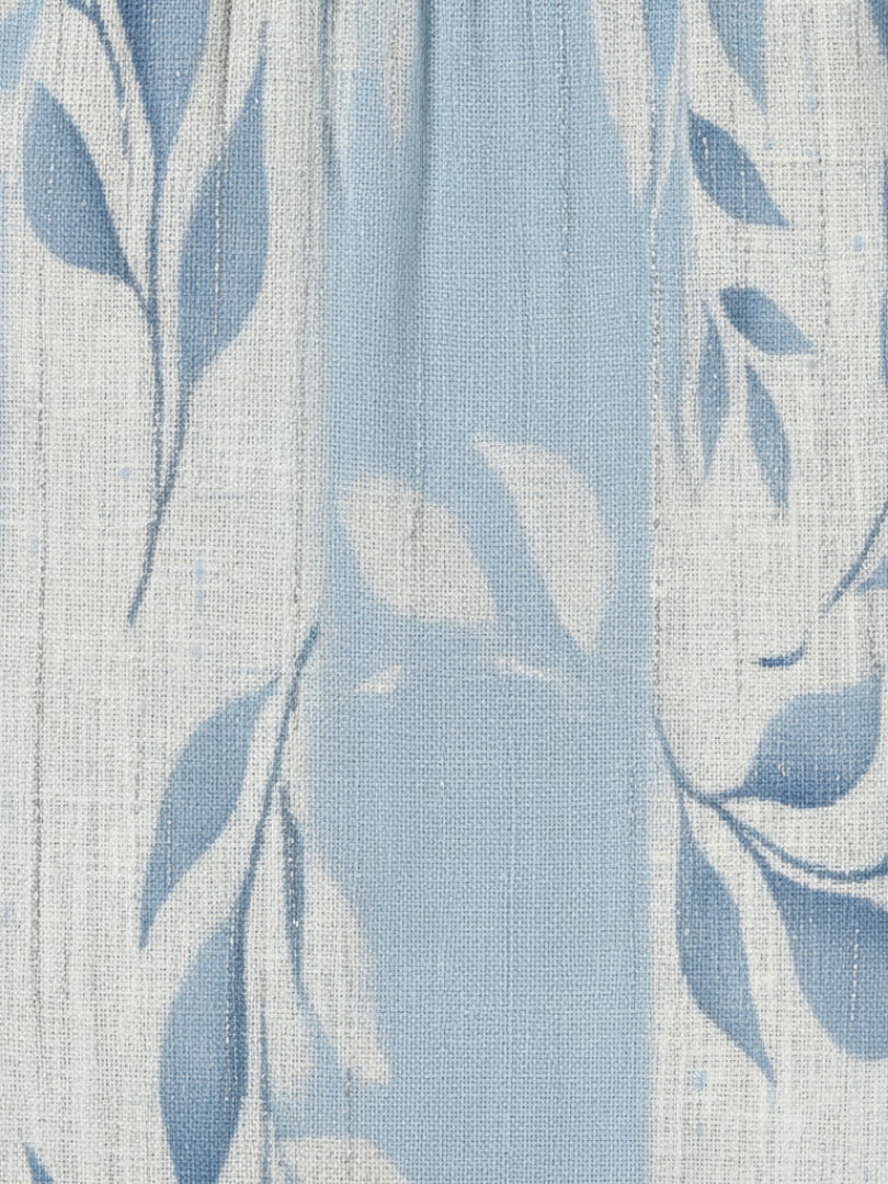 Nuala | Sleeveless Blue Leaf Pattern Midi Dress