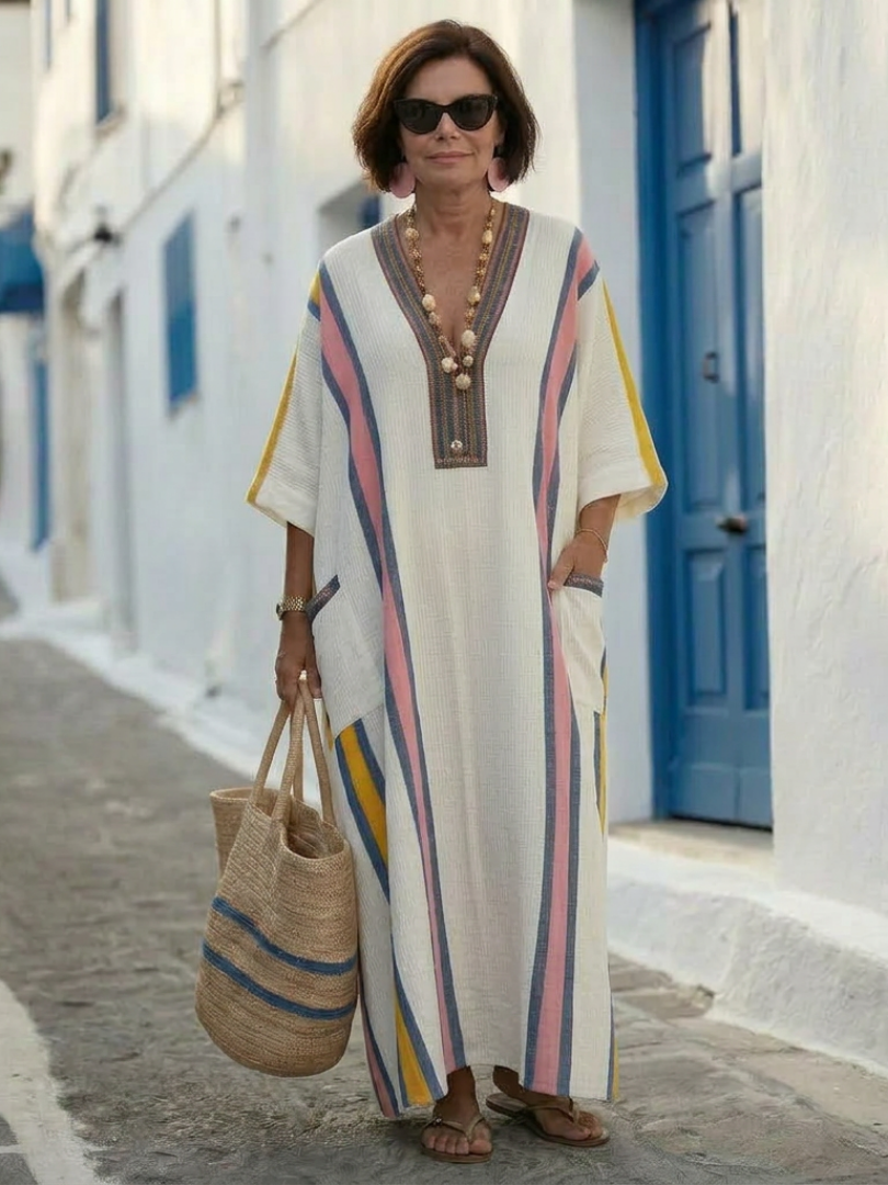 Cliona | V Neck Half Sleeve Pocket Maxi Dress