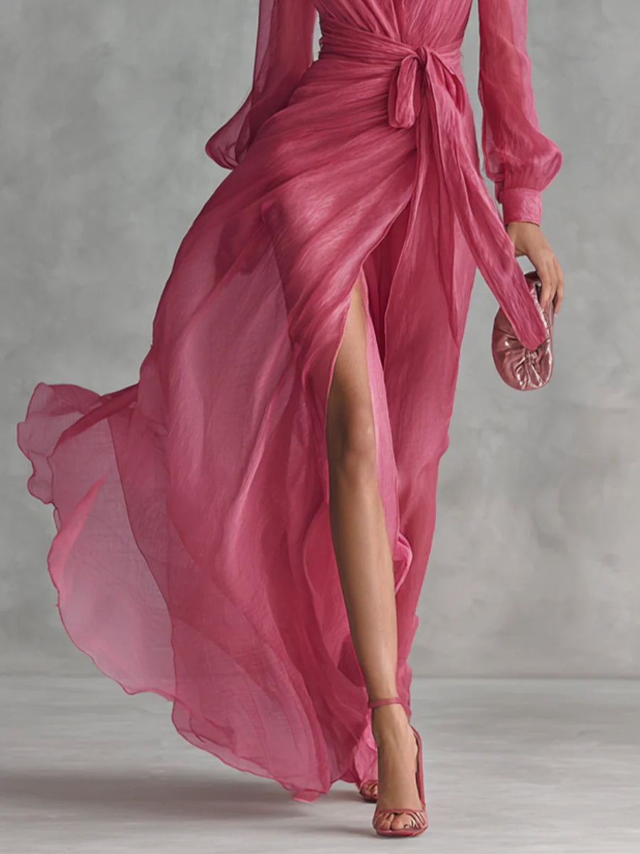 Iseult | Chiffon Tie-Waist Maxi Dress
