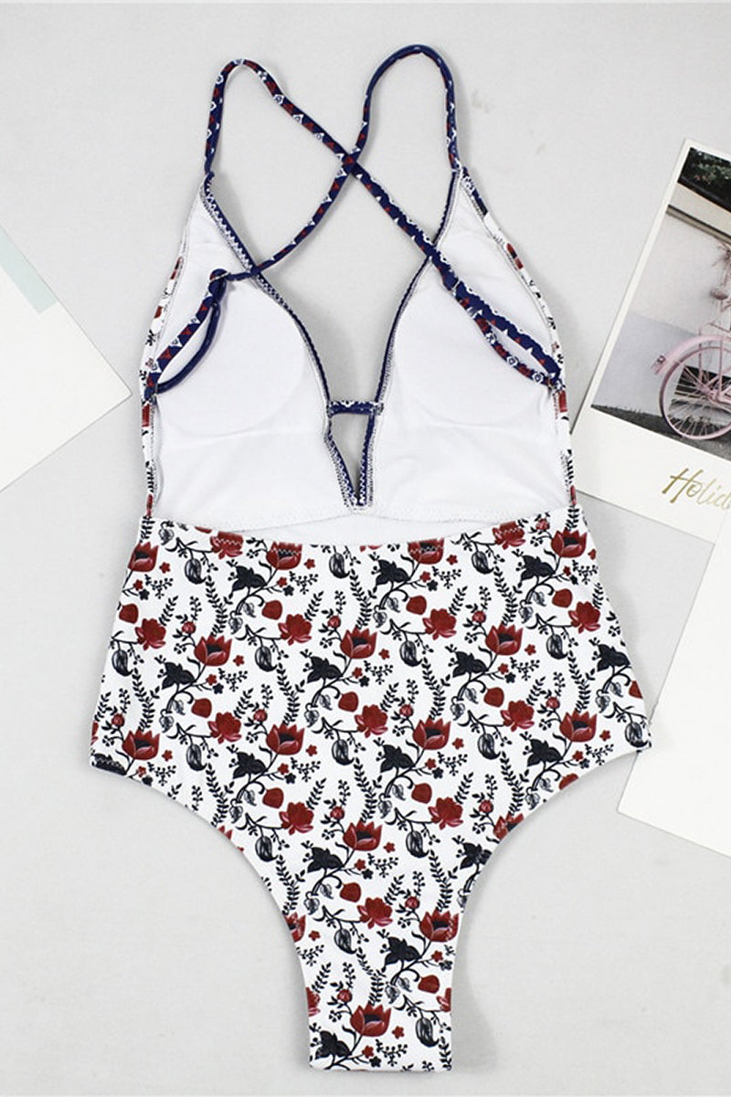 Boho Print Swimsuit with a V-Neck