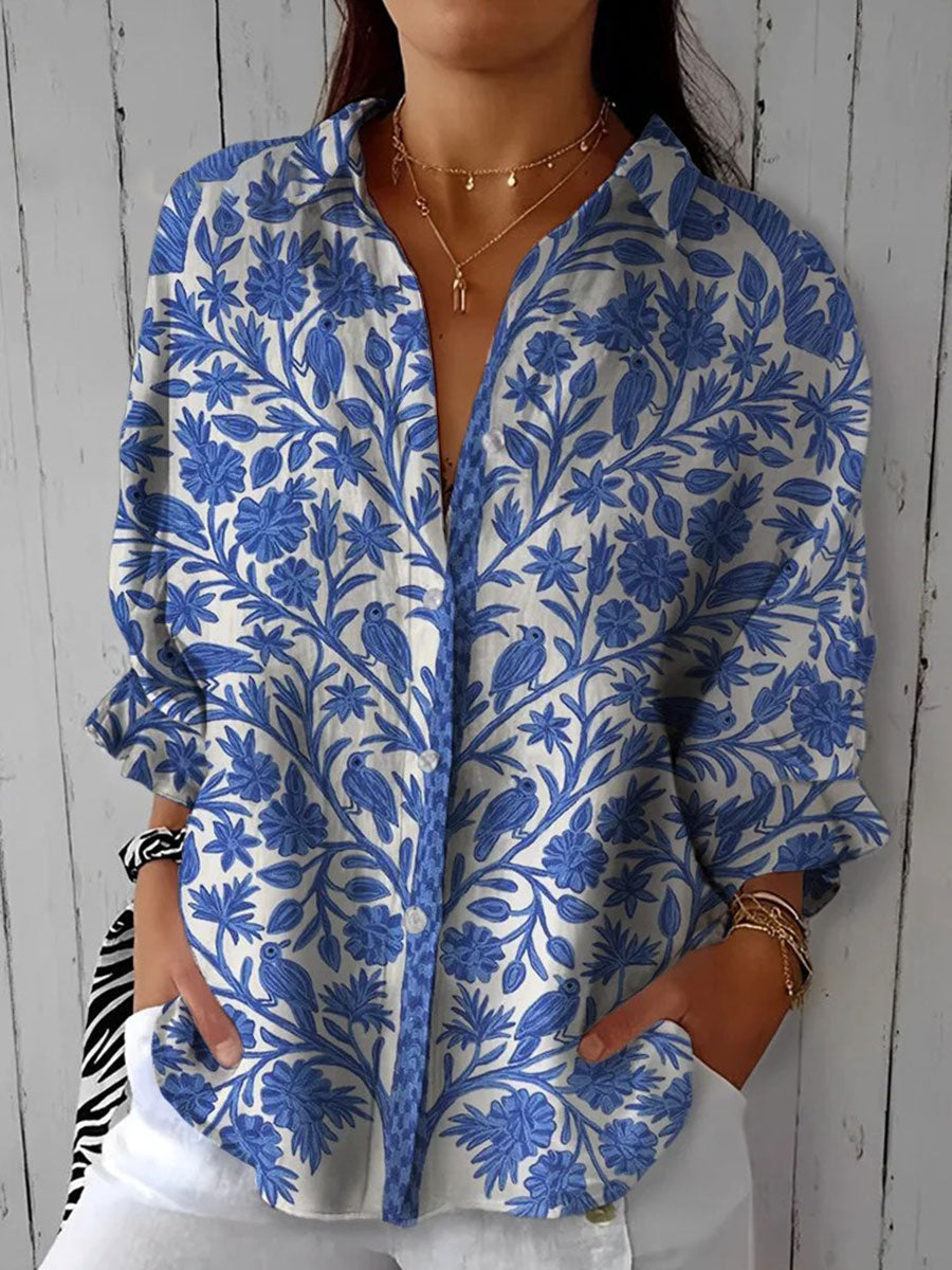 Méabh – Blue Floral Blouse