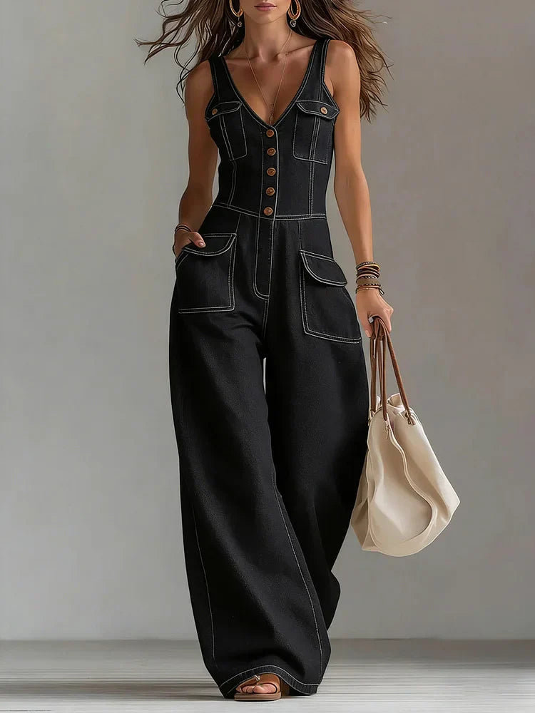 Combinaison pantalon large en jean - Tenue décontractée une pièce
