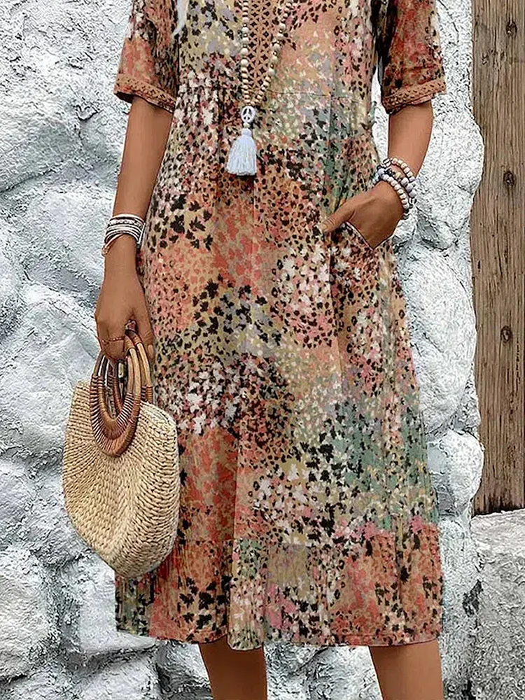 Onóra | Vibrant Midi Dress with Elegant Tummy Coverage