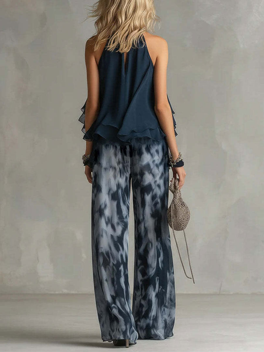 Téite | Loose-Fitting Top and Wide-Leg Pants Set in Chiffon