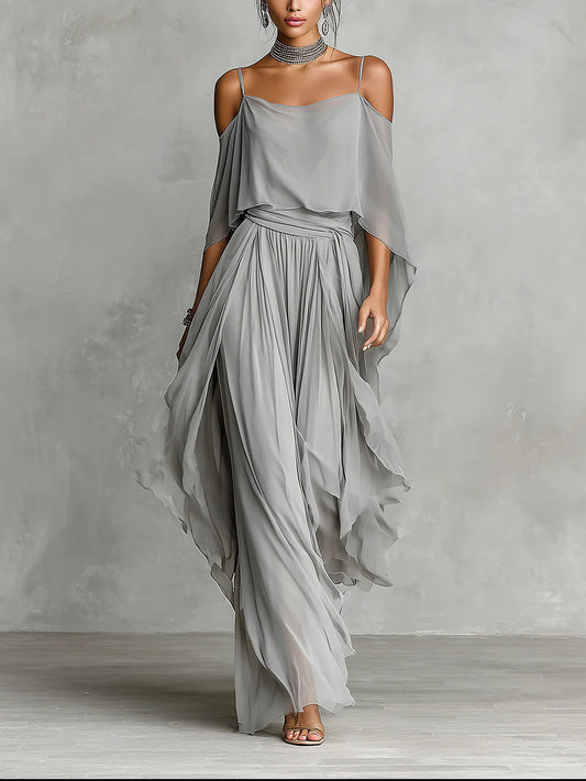 Ciara | Flowing Top & Chiffon Trousers Set