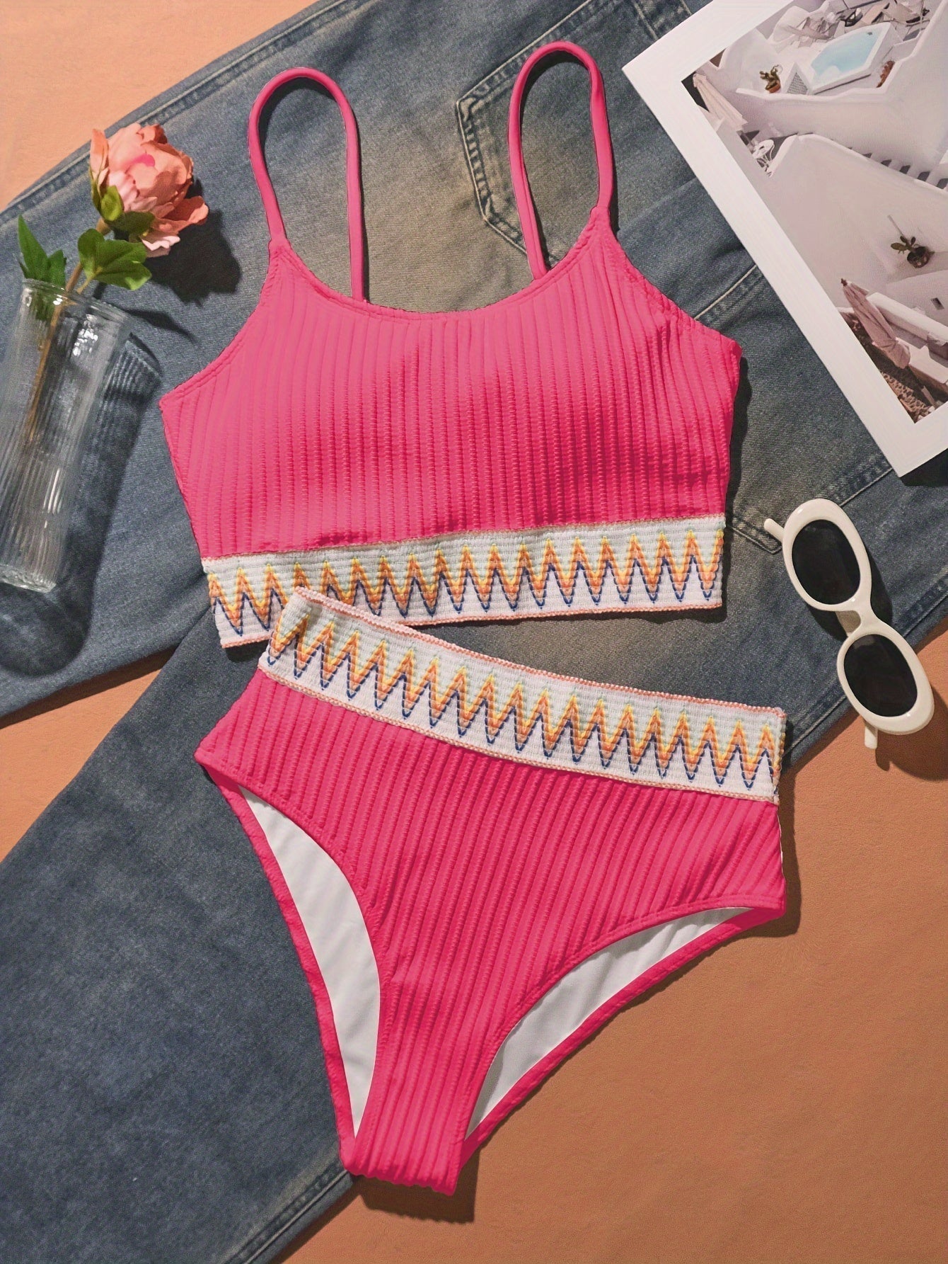 Ribbed Bikini - Top and High-Waisted Bottom