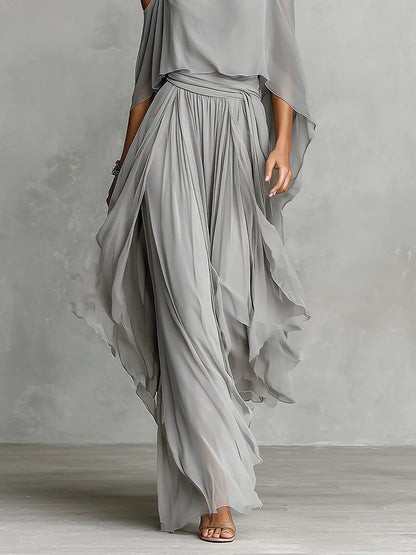 Ciara | Flowing Top & Chiffon Trousers Set