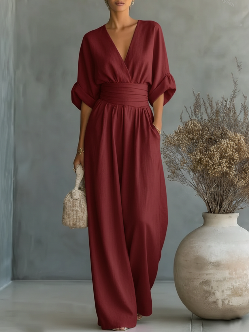 Siobhán | V-Neck High-Waisted Jumpsuit