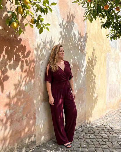 Sébdann | Cold-Shoulder Wrap-Waist Jumpsuit