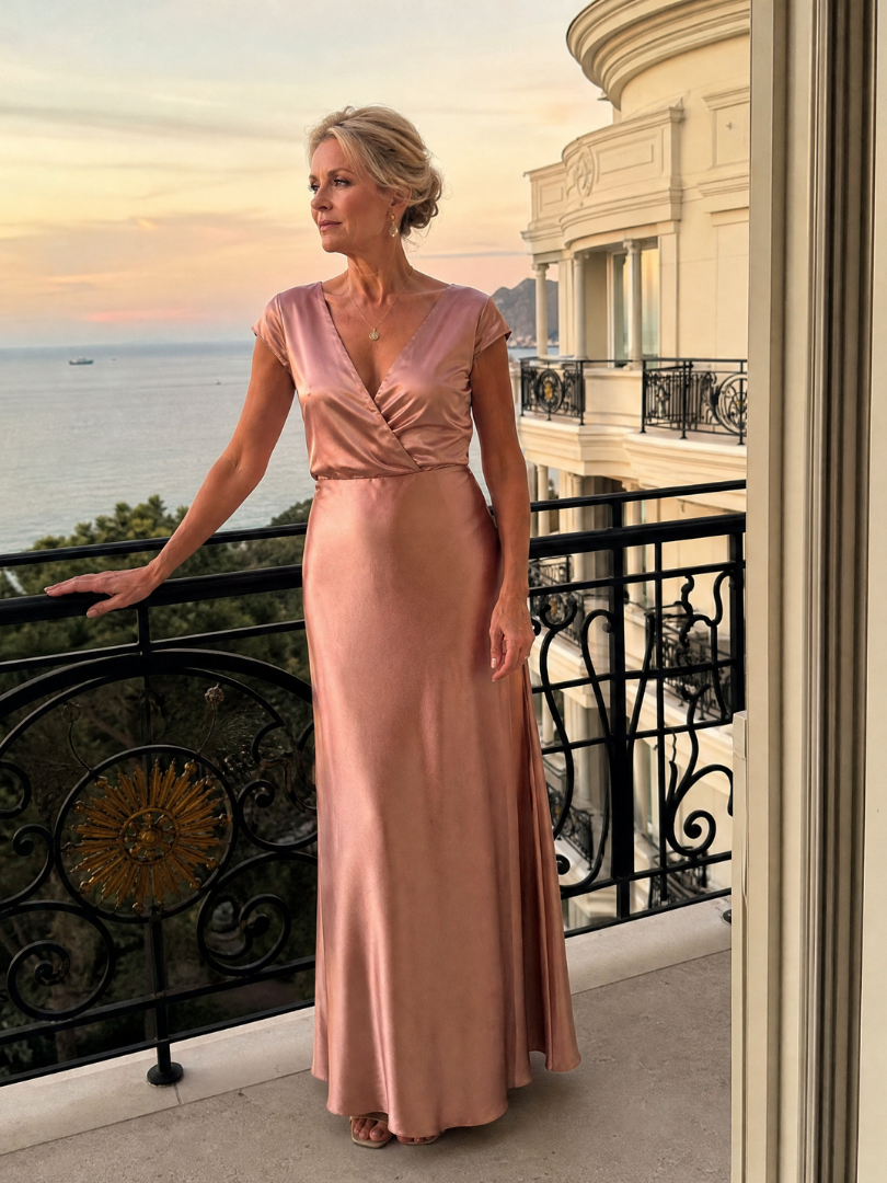 Earnait | Cap Sleeve Wrap Bodice Maxi Dress