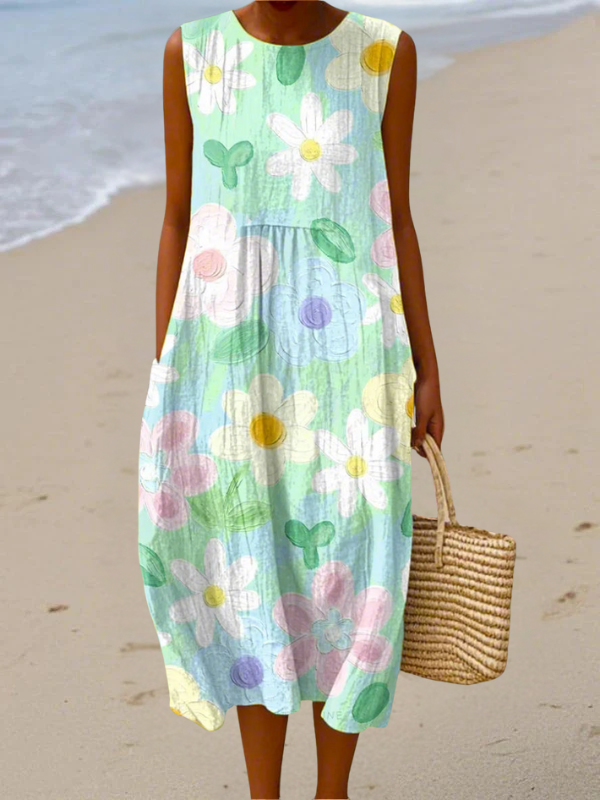 Mór | Pastel Blossom Midi Dress