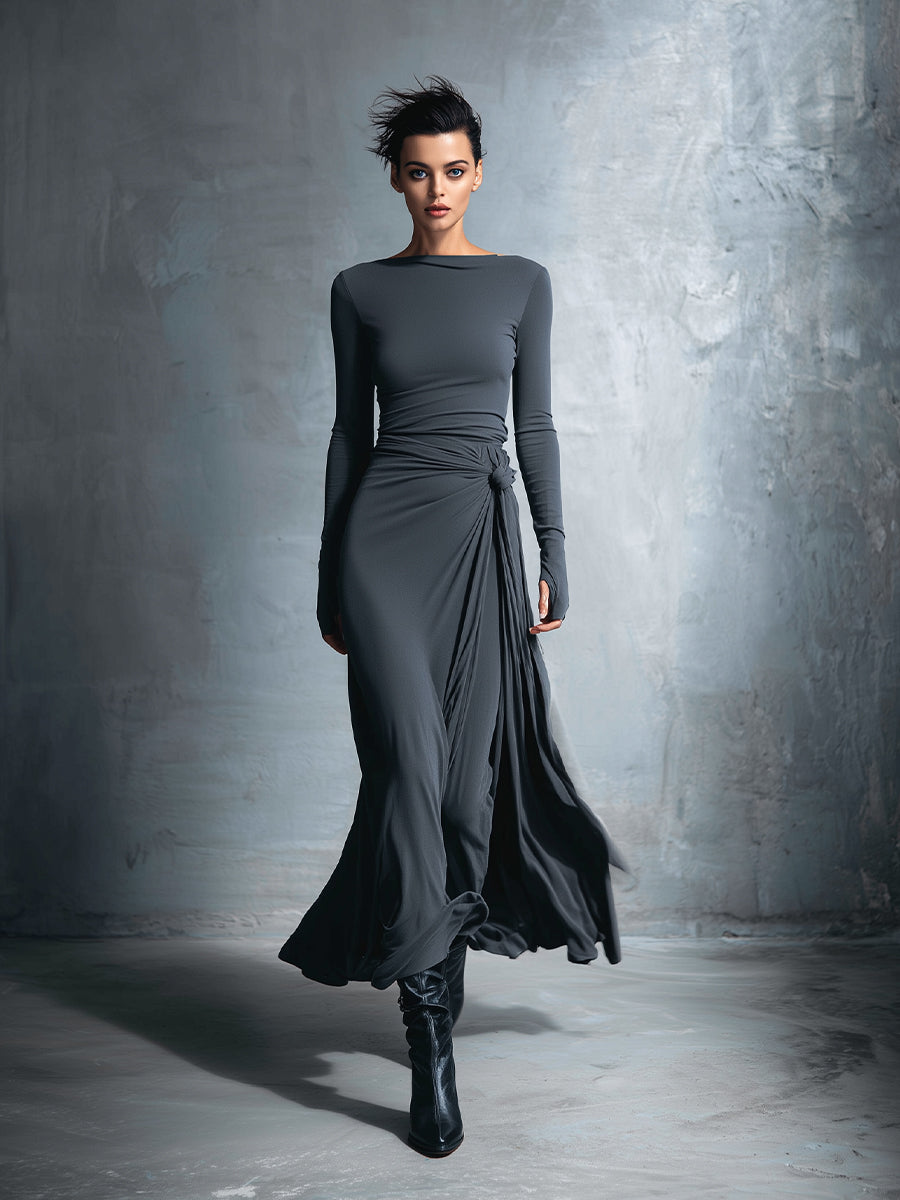 Tuathflaith | Long Dress with Side Knot