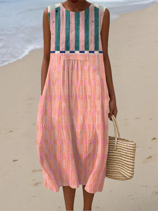 Doireann | Striped Pastel Midi Dress