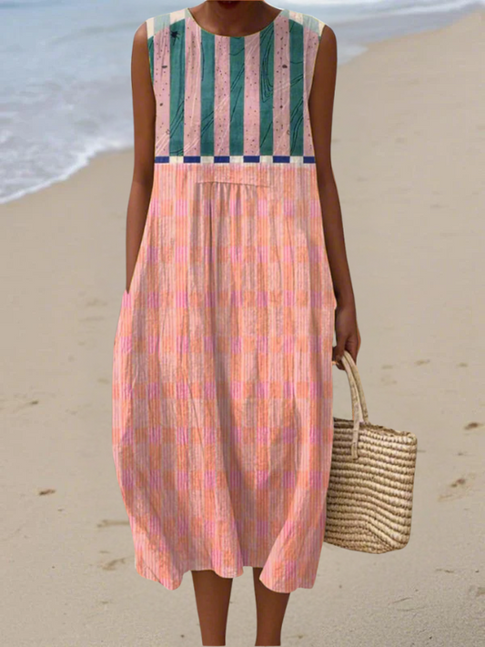 Doireann | Striped Pastel Midi Dress