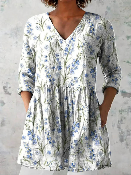 Tuathla | Lovely Floral V-Neck Shirt