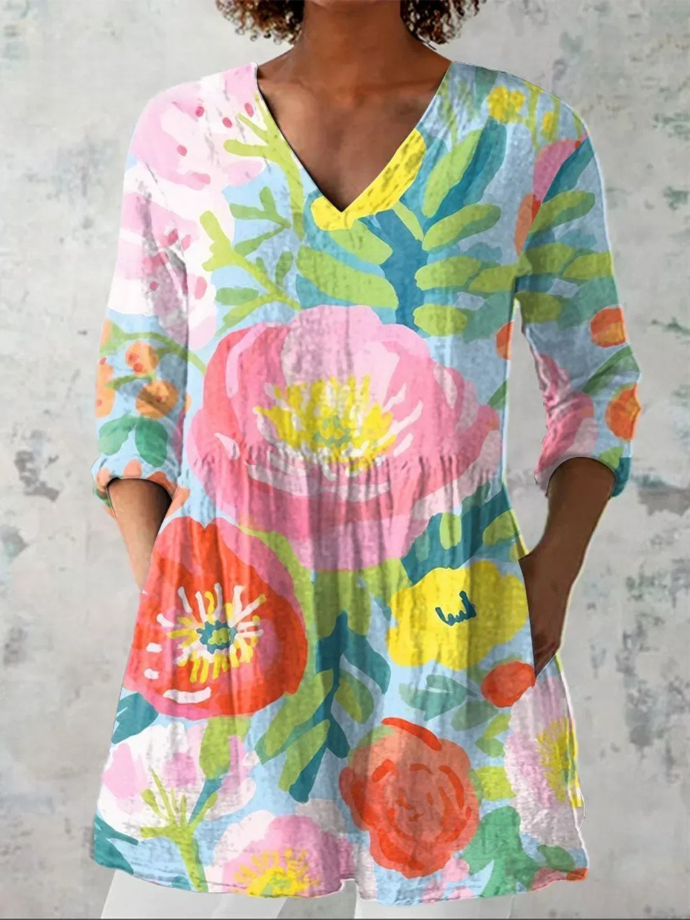 Sadhbh | Soft Floral V-Neck Shirt