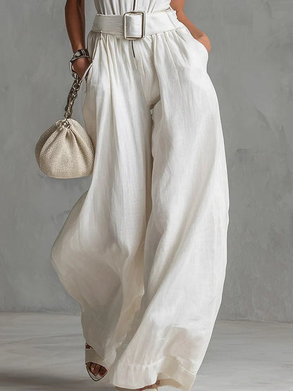 Aisling | Belted Wide-Leg City Jumpsuit
