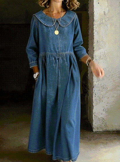 Sadhbh | Peter Pan Collar Denim Dress
