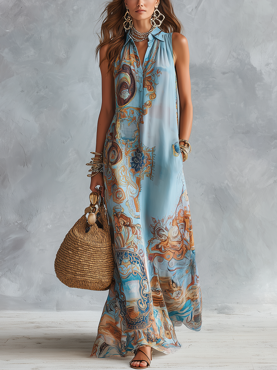 Clothru | Maxi Blouse with Baroque Print
