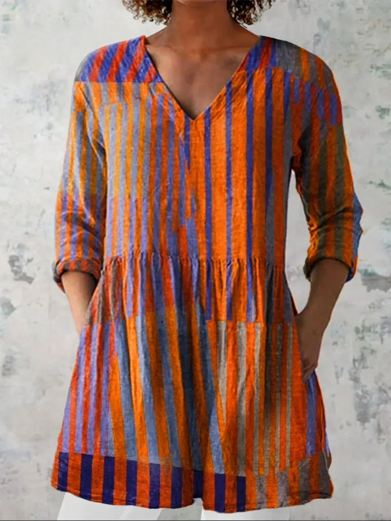 Gráinne | Colourblock Stripe V-Neck Shirt