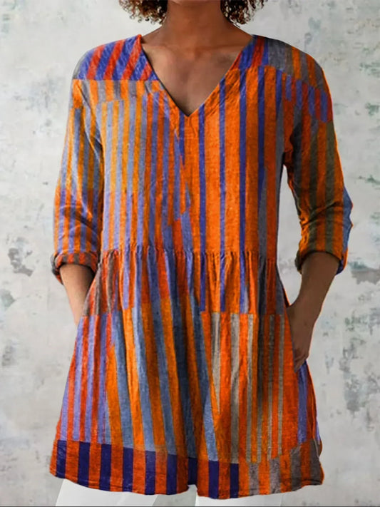 Gráinne | Colourblock Stripe V-Neck Shirt