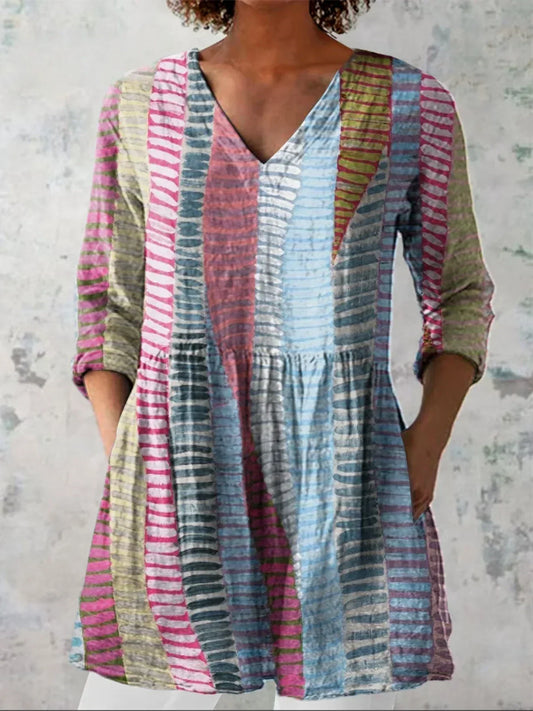 Étaín | Colour Block Line V-Neck Shirt