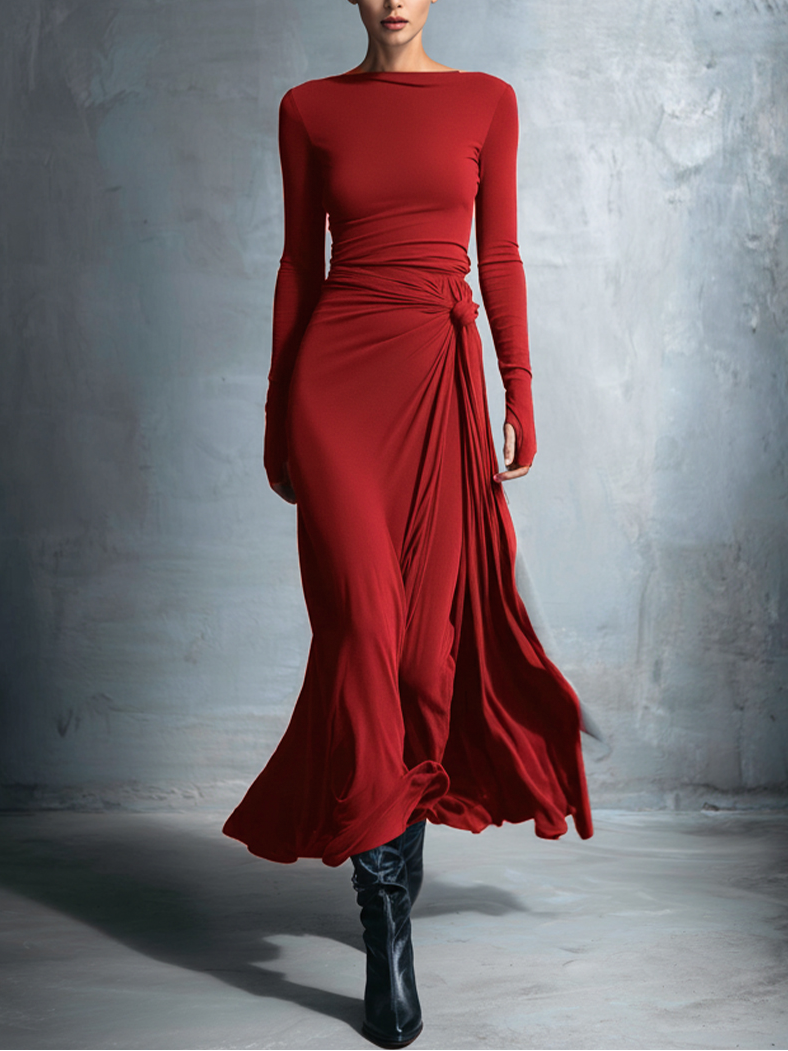 Tuathflaith | Long Dress with Side Knot