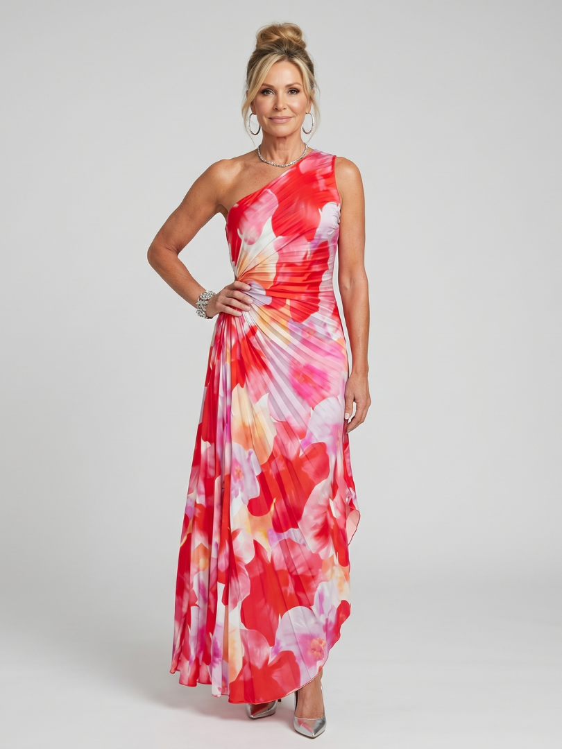 Tlachtga | One Shoulder Pleated Bodice Midi Dress