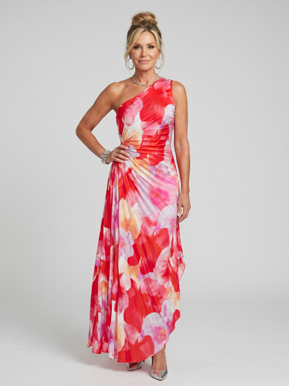 Tlachtga | One Shoulder Pleated Bodice Midi Dress