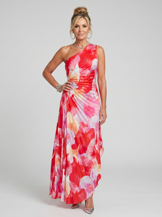Tlachtga | One Shoulder Pleated Bodice Midi Dress