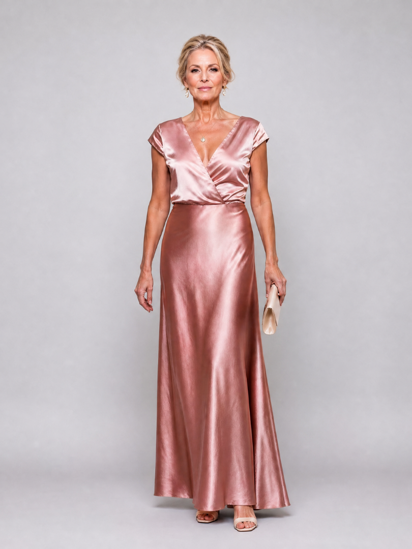 Earnait | Cap Sleeve Wrap Bodice Maxi Dress