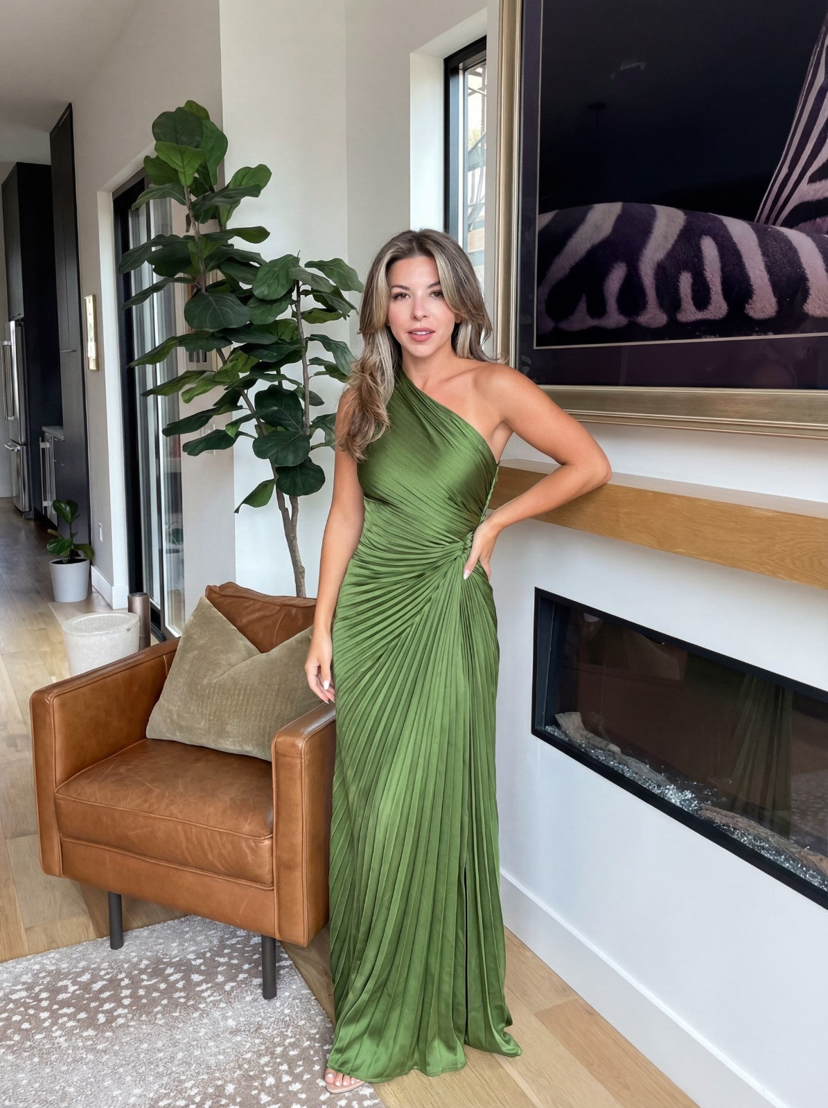 Aithne | One-Shoulder Pleated Dress