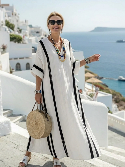 Sinéad | Short Sleeve Colour Block Striped Maxi Dress
