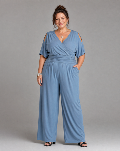 Sébdann | Cold-Shoulder Wrap-Waist Jumpsuit