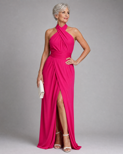 Líadnait | Cross-Halter Side-Slit Midi Dress