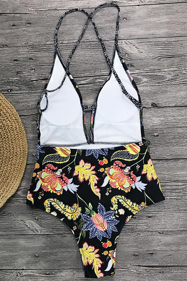 Boho Print Swimsuit with a V-Neck