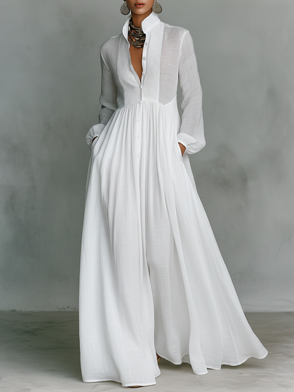 Cumman | Cotton and Linen Patchwork Maxi Dress