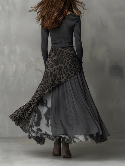 Fidelma | Bohemian Leopard Print Maxi Dress