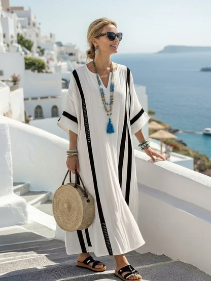 Sinéad | Short Sleeve Colour Block Striped Maxi Dress