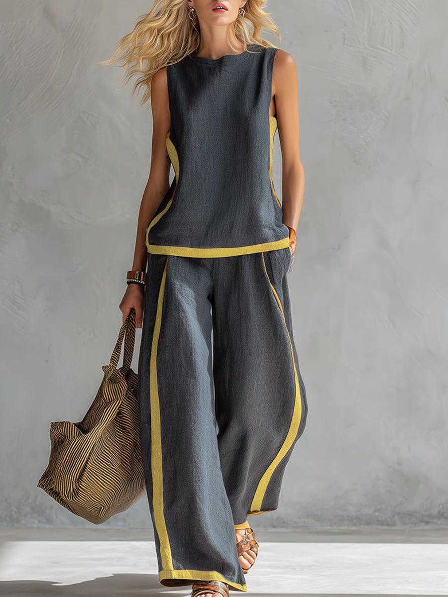 Laoise | Contrast Vest & Trouser Set
