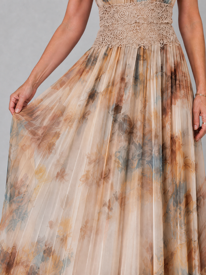 Dúnlaith | Halter Neck Lace Waist Maxi Dress