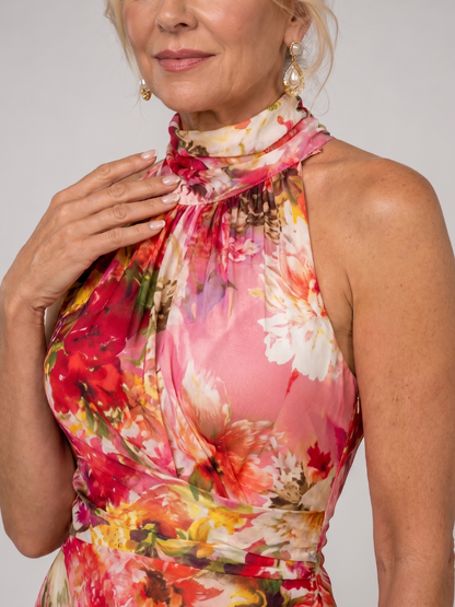 Tuilelaith | Halter Neck Floral Print Maxi Dress